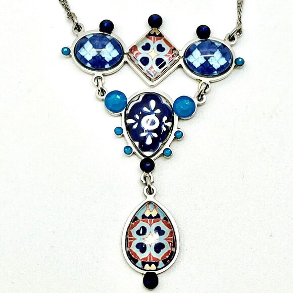 Yoolie's Jewelry - Boho Yoolie Necklace Mothers Day Gift Turquoise Color Crystal Blue Pattern Chain